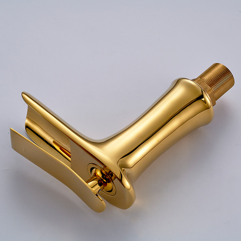 ROVATE basin mixer for bathroom basin faucet gold waterfall faucet brass gold water fall bathroom basin faucet wide