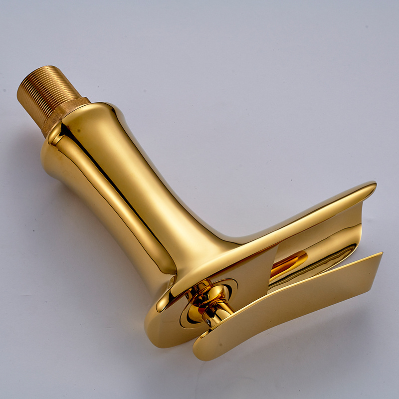 ROVATE basin mixer for bathroom basin faucet gold waterfall faucet brass gold water fall bathroom basin faucet wide