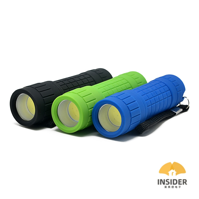 Portable Multicolor Dry Battery 100 Lumen High Bright Mini Torch Light Led Flashlight 3w Cob Rubber Plastic Led Torch Light