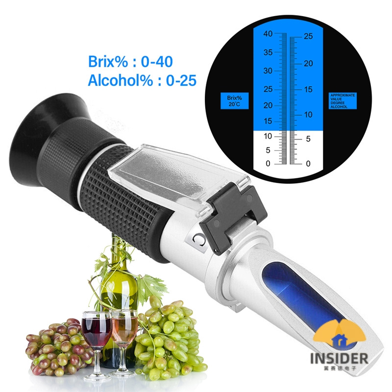 Hand-Held  Brix Refractometer 0-40% Brix 0-25% Wine Wort Refractometer Beer Fruit Juice Wine Sugar Refractometer