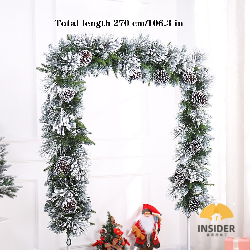 Wholesale  270cm/8.89ft Cashmere Pine Un-Lit Clear Artificial Christmas Garland with Snowy Branches and Pinecone