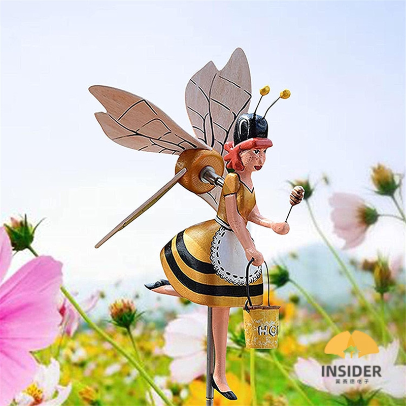 New Arrivals Flying Bird Garden Windmill Art,Bee Girl Whirligig Windmill Garden Wind Spinners,Outdoor Lawn Yard Patio Decor