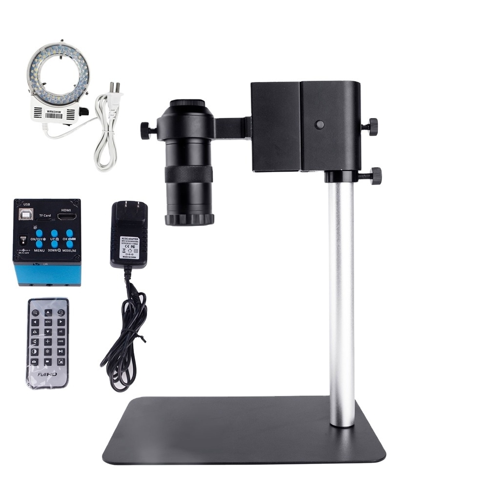 Advanced White LED Ring Lighting With 1600w Digital CameraTesting Instrument 130X Mobile Phone Repairing Monocular Microscope