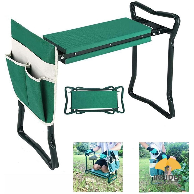 Garden Kneeler And Seat Stool Heavy Duty Garden Folding Bench With Large Tool Pocket And Soft EVA Kneeling Pad