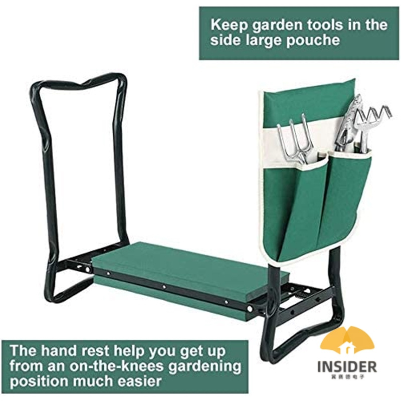 Garden Kneeler And Seat Stool Heavy Duty Garden Folding Bench With Large Tool Pocket And Soft EVA Kneeling Pad