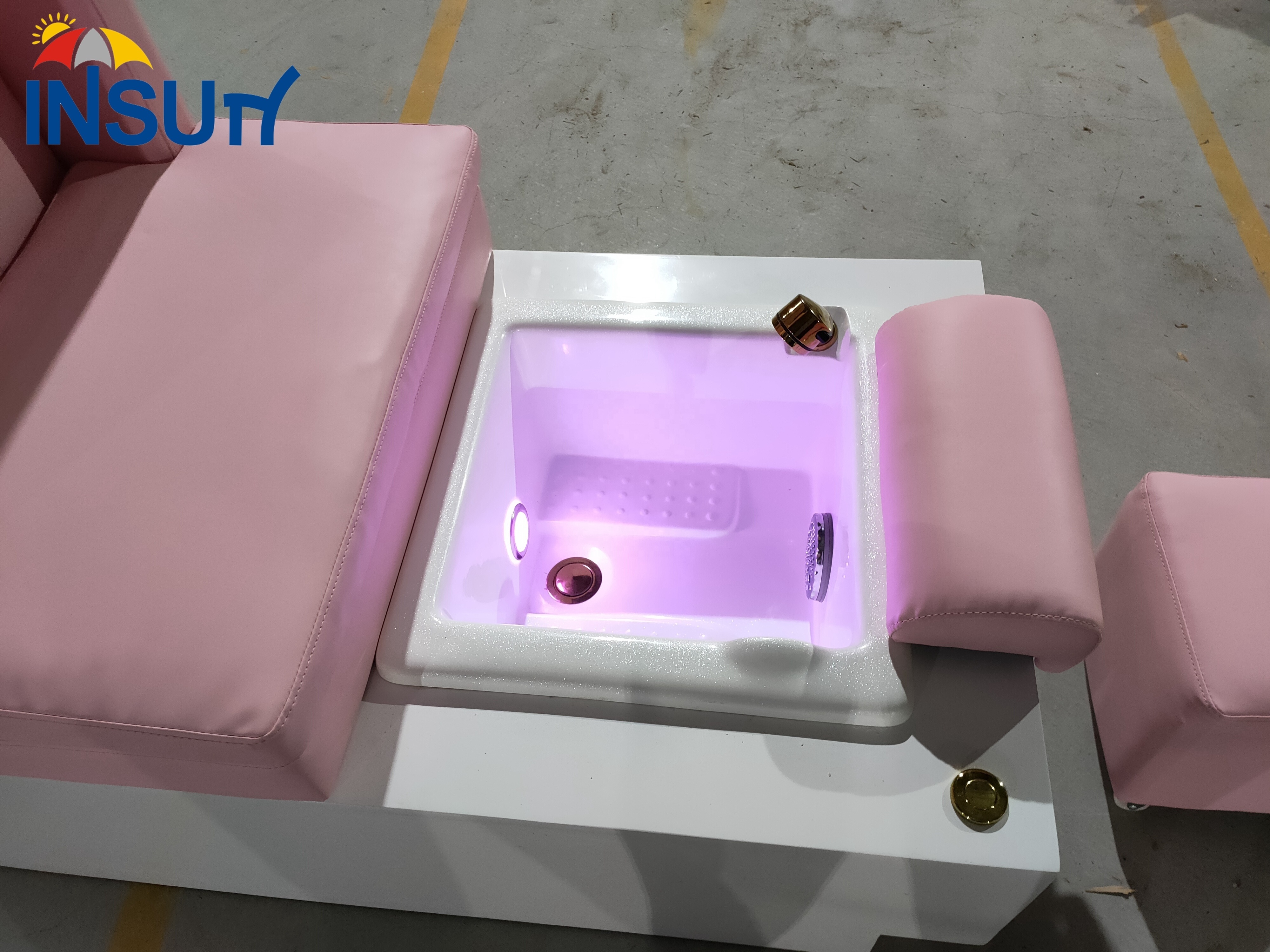 Modern pink salon bar furniture foot bath chair nail pedicure chairs bowl base with jet