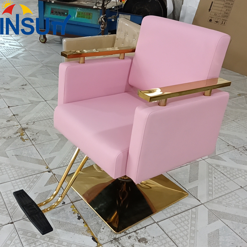 Insun Hair Salon Furniture Pink Color Modern Hairdressing Barber Styling chair for Beauty Salon