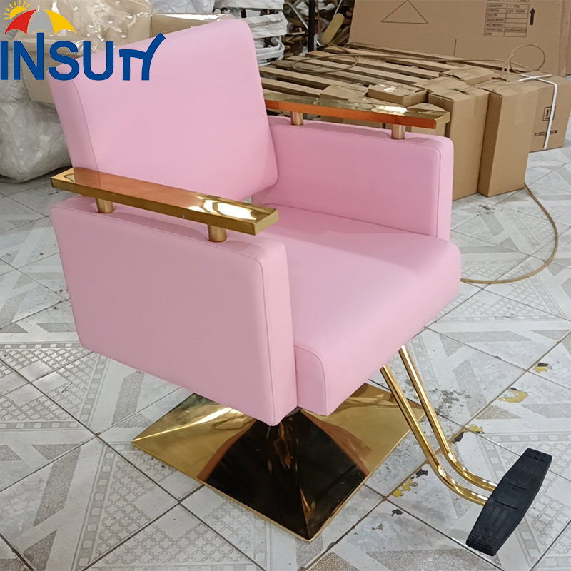 Insun Hair Salon Furniture Pink Color Modern Hairdressing Barber Styling chair for Beauty Salon