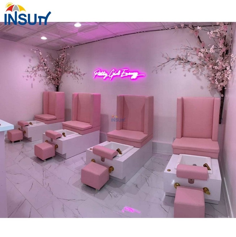 Modern pink salon bar furniture foot bath chair nail pedicure chairs bowl base with jet