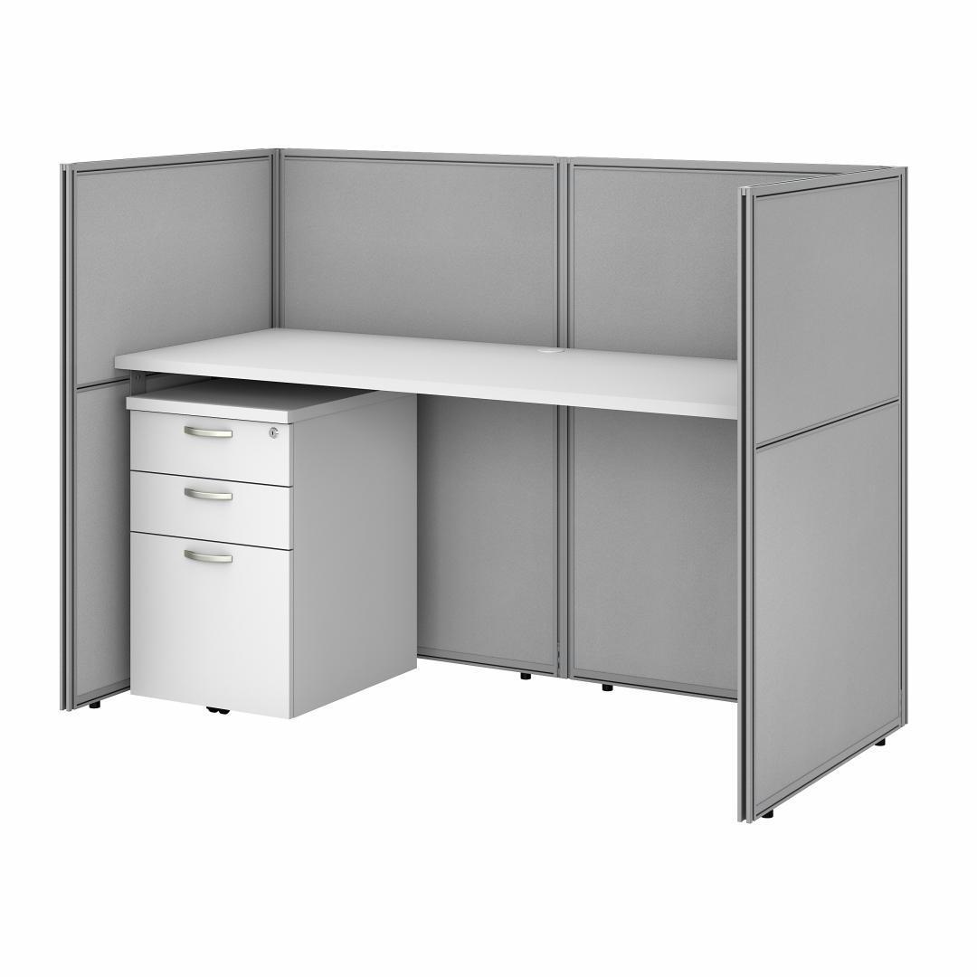 Office Desk with Closed Cubicle Panel and File Cabinet