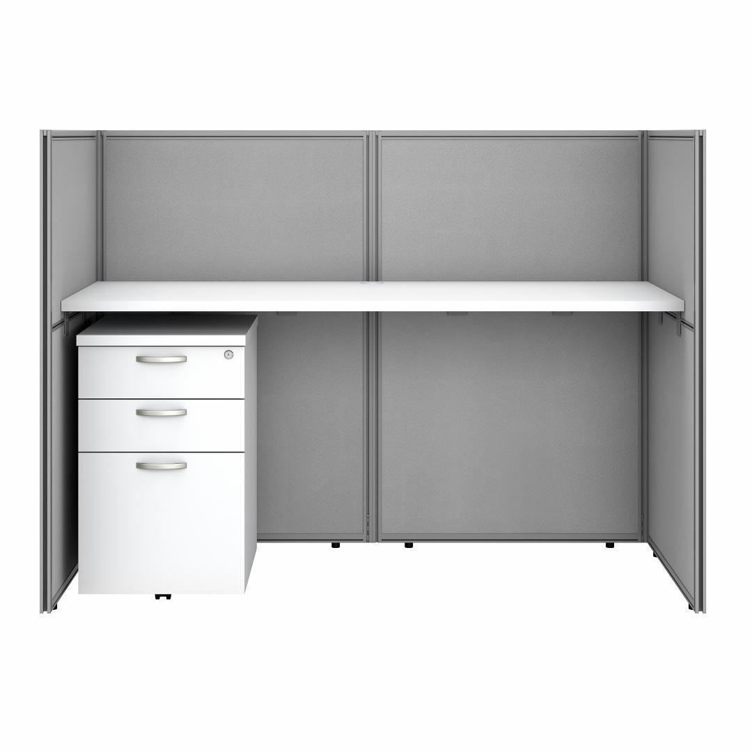 Office Desk with Closed Cubicle Panel and File Cabinet