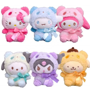 Sanrio 10cm Kuromi My Melody Cat PC Dog Keychain Anime Plush Figure Pendant Accessories Cute Animals Toys