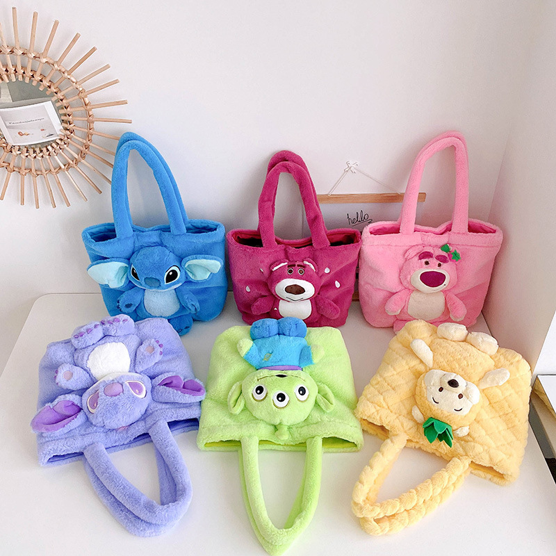 Stitch Backpacks Stuffed Plush Dolls Cartoon Blue Lilo & Stitch Plush Backpack Cute Stitch Bag Backpack strawberry bear