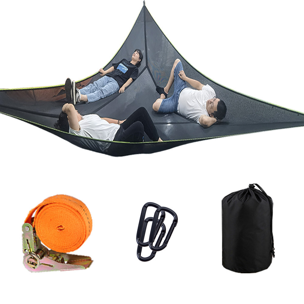 Iron Donkey Outdoor Camping Triangle Hammock Multi person Portable Hammock 3-point Design Capacity Suitable for Travel