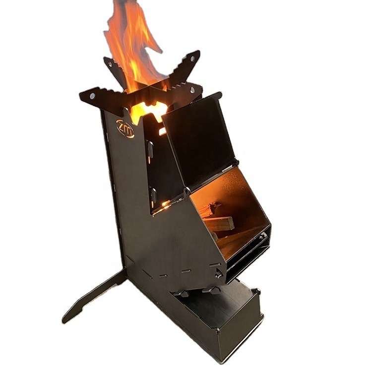 Outdoor Camping Smokeless Wood Burning Firewood Stove Stainless Steel Barbecue Stove