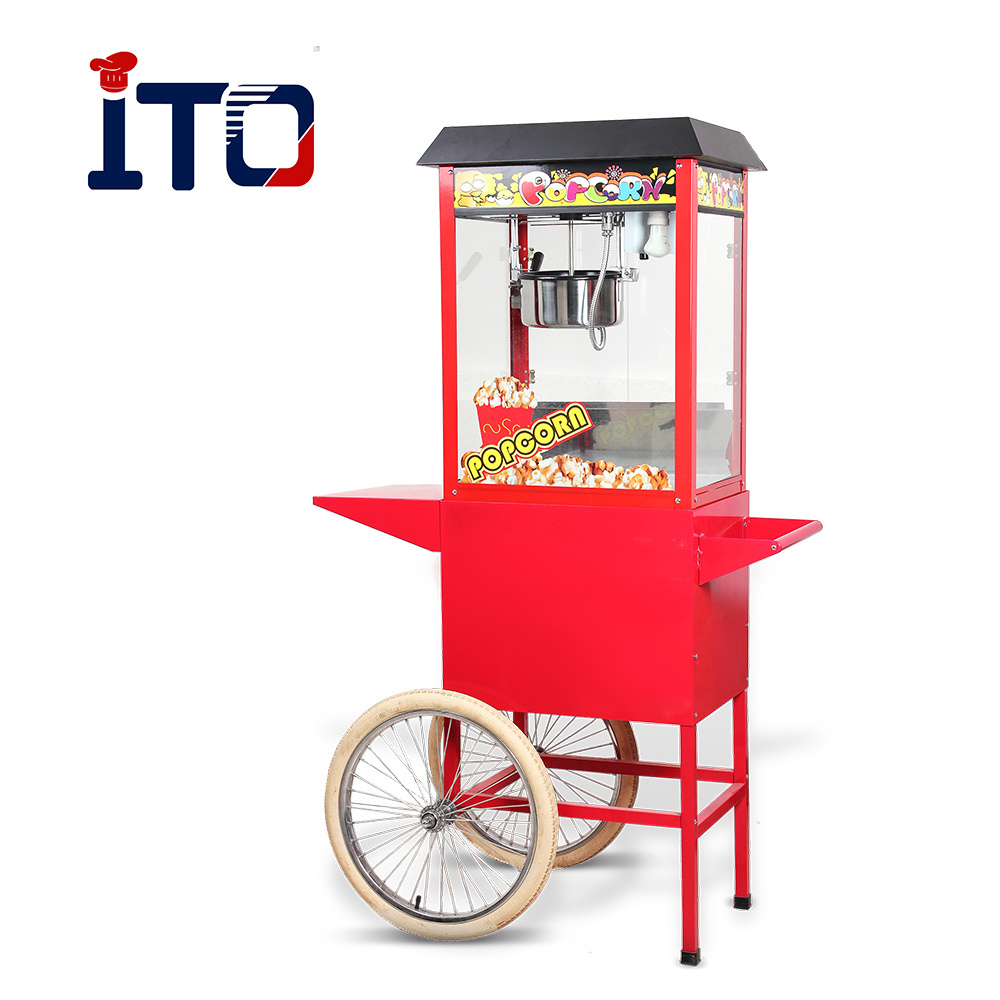 Popular Vertical Commercial Electric Popcorn Machine with Cart Popcorn vending machine