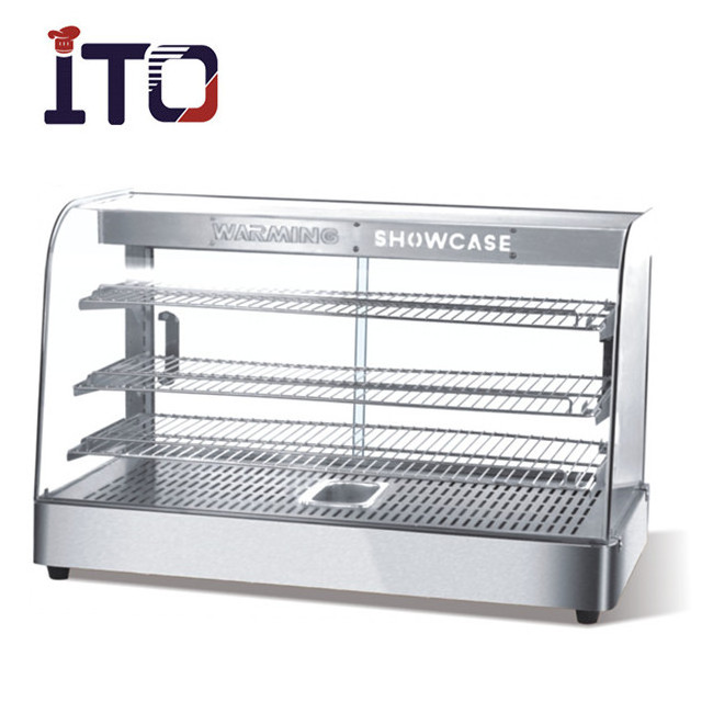 CE approved glass food warmer display showcase