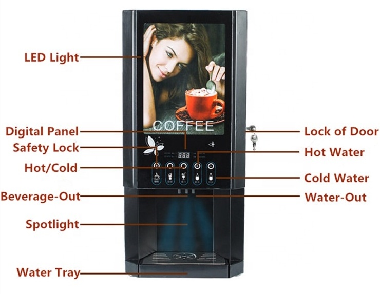 Automatic Coffee Machine Commercial Use Coffee Vending Machine, Coffee Dispenser, Milk Tea Vending Machine