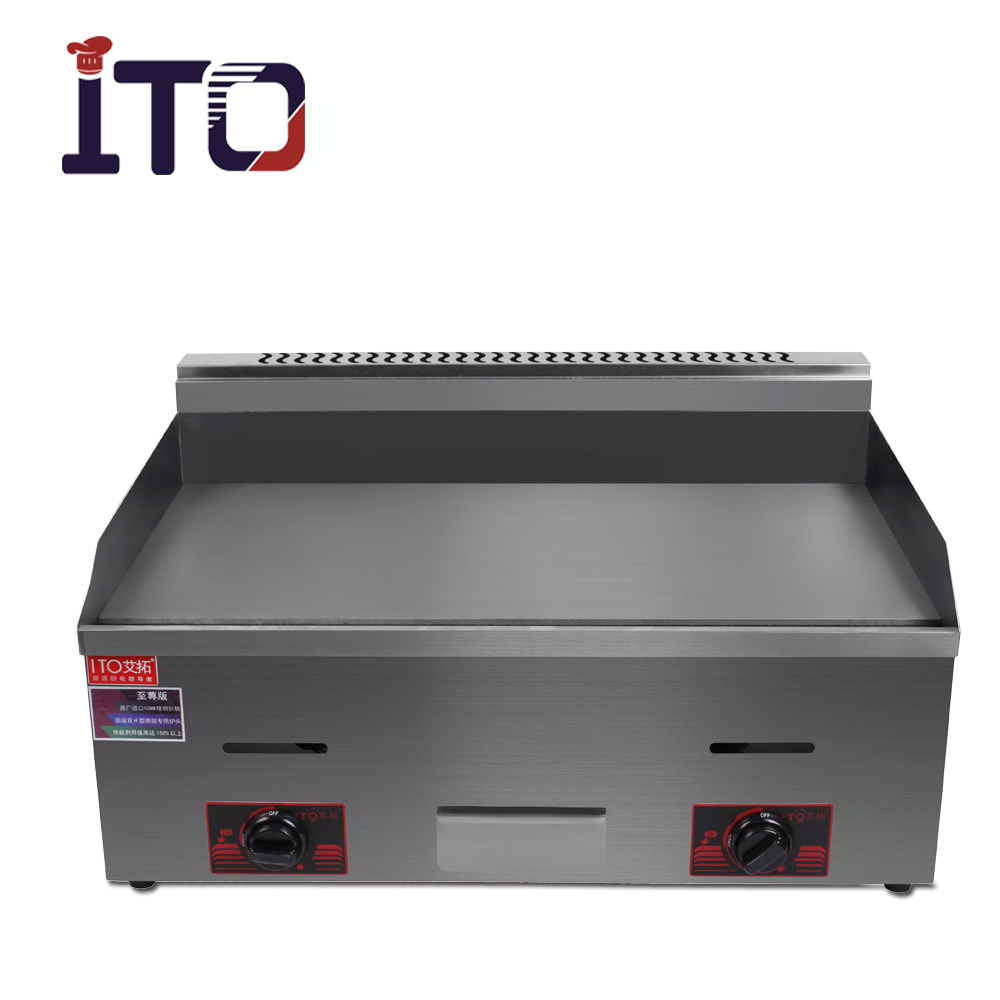 Portable Stainless Steel Counter Top Non-stick Plate Gas Teppanyaki Grill Griddle Equipment for Restaurant