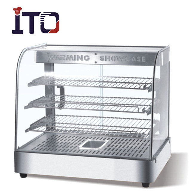 CE approved glass food warmer display showcase