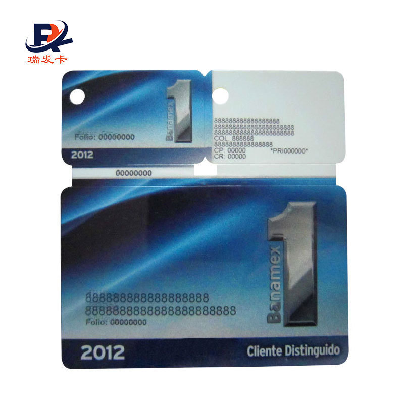 Customized combo plastic pvc card with three small plastic key fob on one pvc card