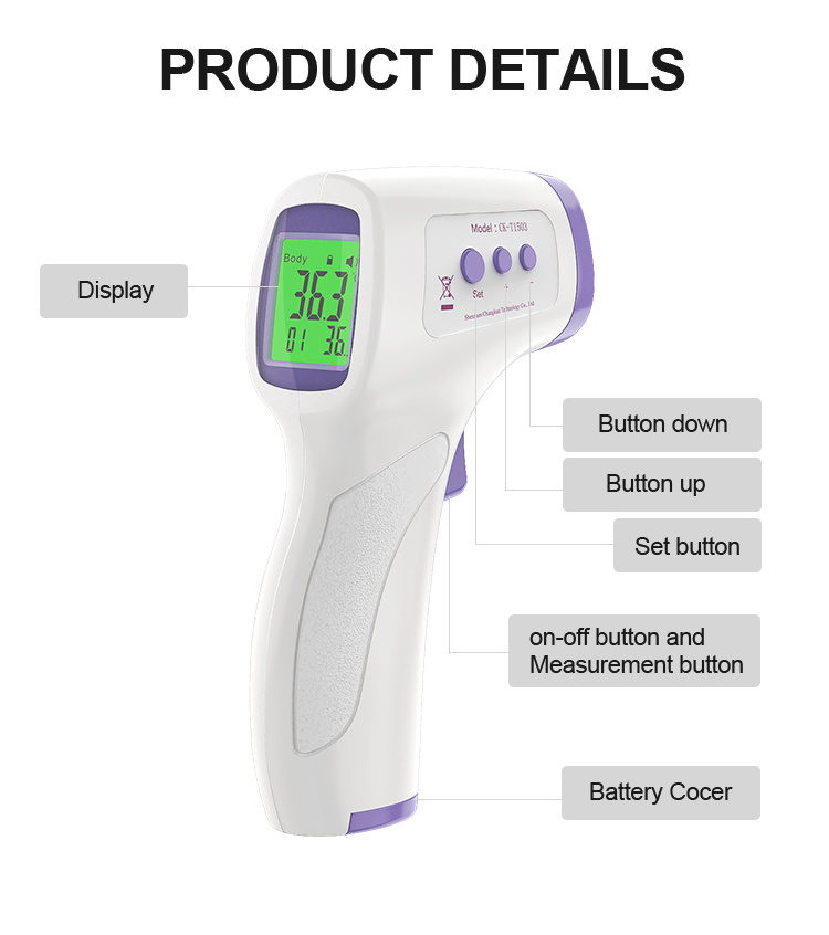 Handheld infrared frontal temperature gun Infrared body temperature Temperature measuring instrument Medical & home