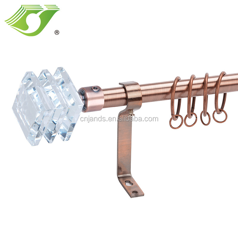 Elegant crystal glass end cover curtain tube/rod/pole