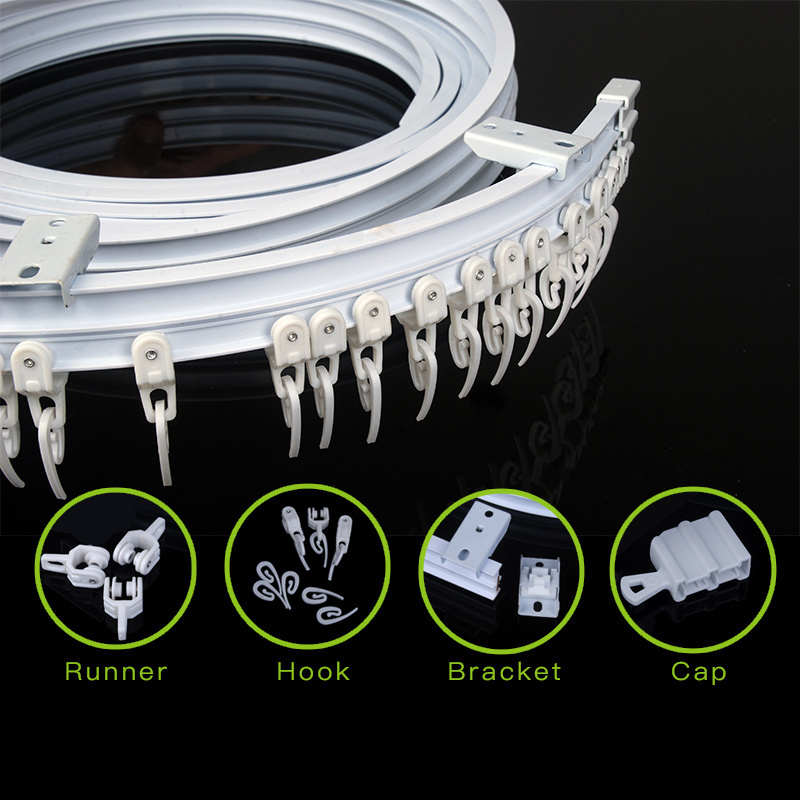 American PVC Plastic Wave Hotel Flexible Manual Curtain Rail Double Track For Pulley