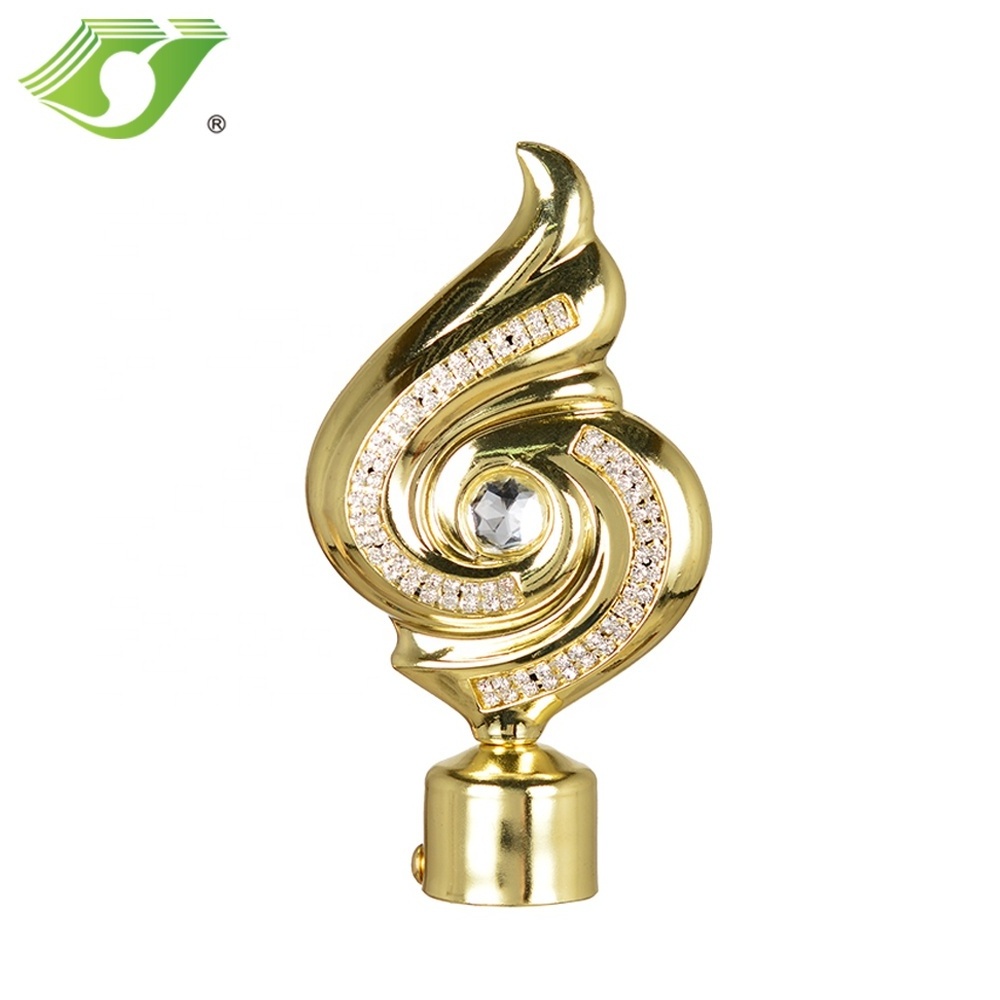 European Style Fancy golden Curtain Rod double pole curtain rod Designs Double Brackets Accessories Set Cover Wooden Curtain Rod