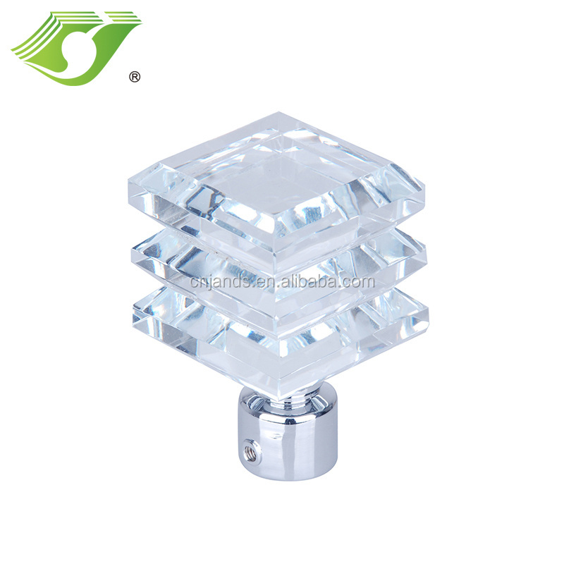 Elegant crystal glass end cover curtain tube/rod/pole