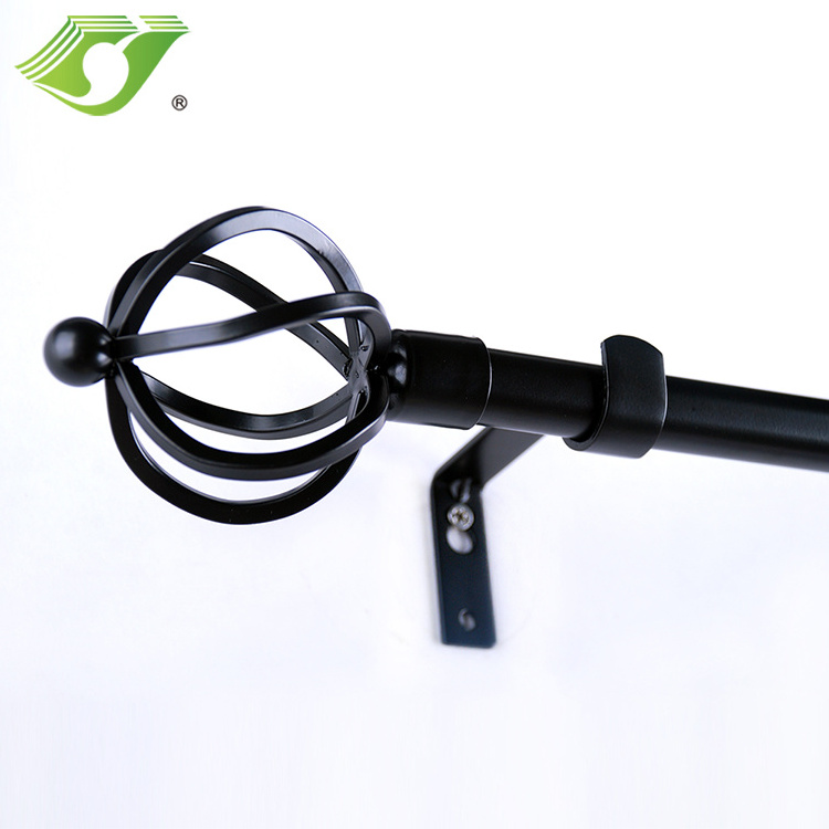 ODM black durable curtain accessories curtain rod vintage round finials Drapery Rod Ends cover