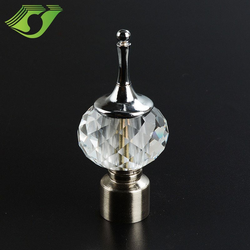 D0064 wholesale various kinds of decorative curtain rod sets with curtain end cover glass drapery finials for window