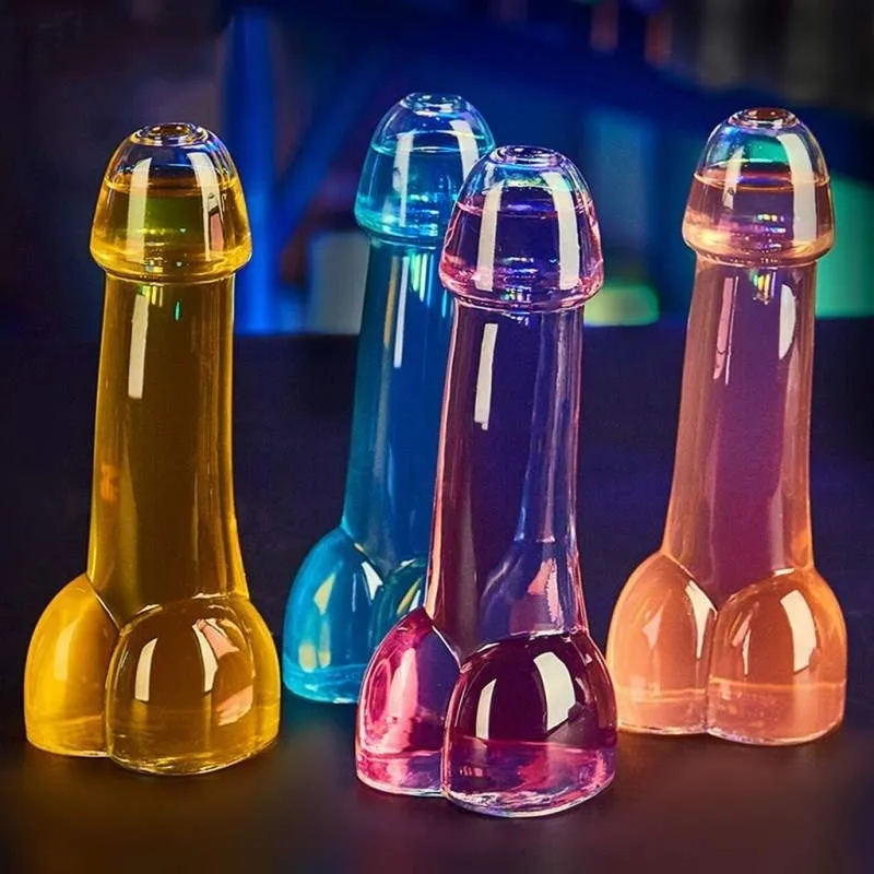 Unique Shaped Party Drinking Coffee Tea Bar Novelty Cocktail Water Penis Glass Cup Whiskey Glasses with Cigar Holder