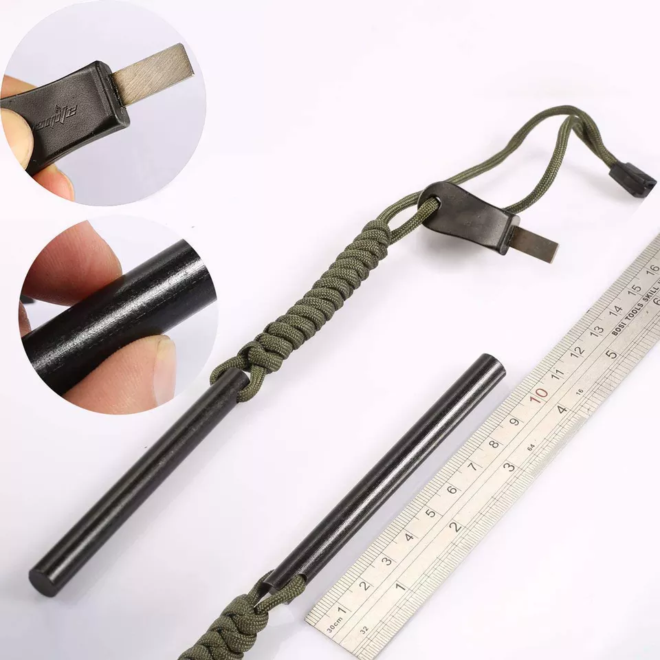 Hot Selling 4 Inch Survival Ferrocerium Drilled Flint Fire Starter Emergency Fire Starter Rod