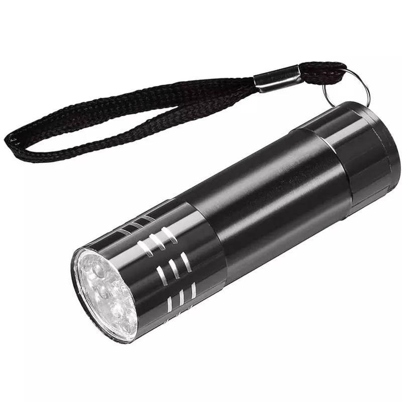 UV Mini 9 LED Aluminum Flashlight Ultraviolet Blacklight Torch with Lanyard AAA Battery