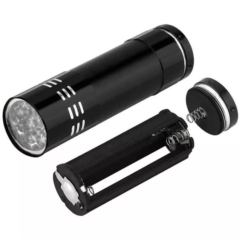 UV Mini 9 LED Aluminum Flashlight Ultraviolet Blacklight Torch with Lanyard AAA Battery