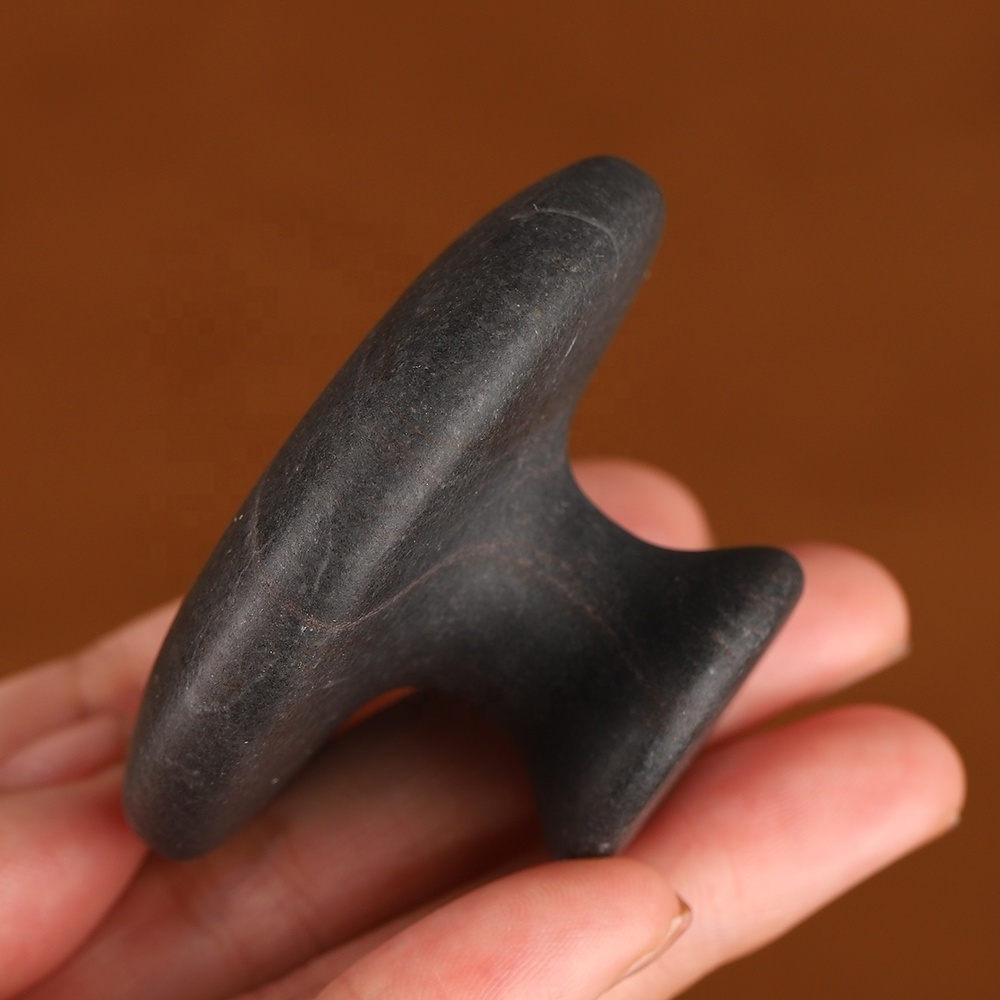 Black bian Hot Stones Mushroom Shaped Massage Stones gua sha tool Natural Lava Basalt Hot Rock Gua sha Tools healing stones