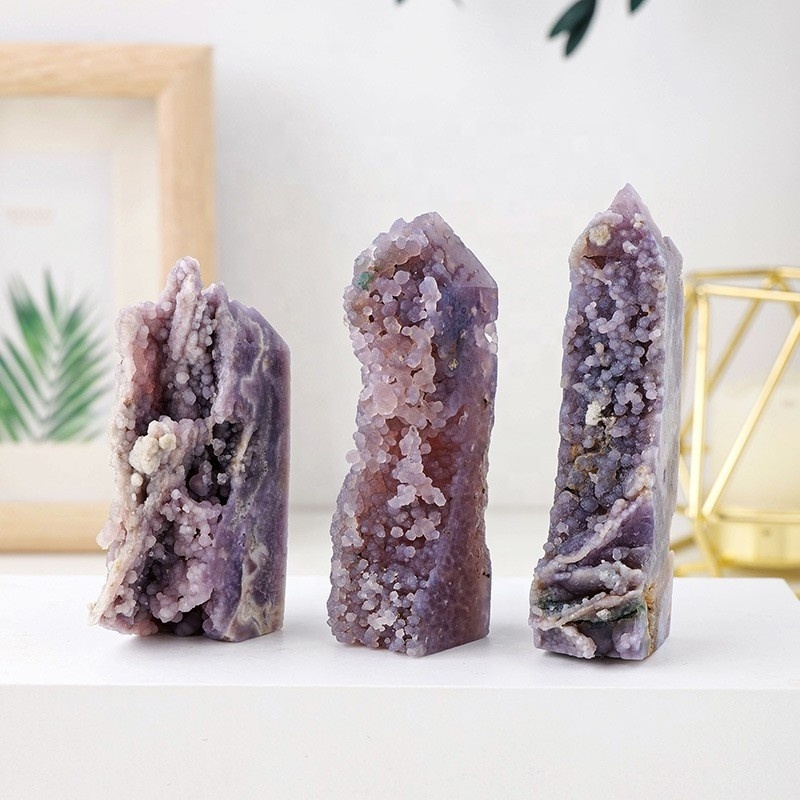 Polished Grape Agate Tower Amazing double sided Grape Agate from Indonesian,Quartz Grape