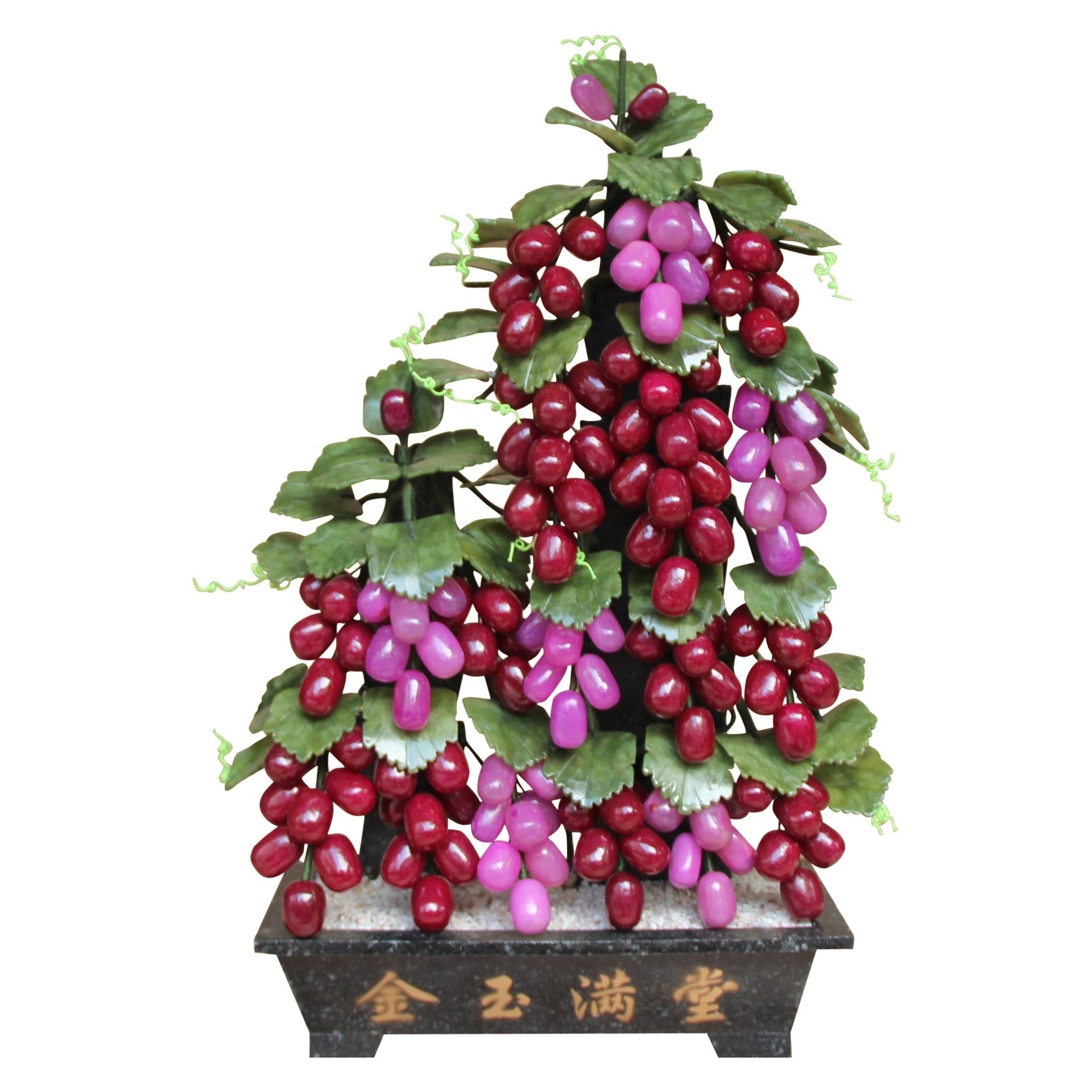 Crystal Tree Natural Jade Potted Grape Vine Jade Tree Home Decoration Handicraft Gifts Good Fortune Prosperity Feng Shui Gifts