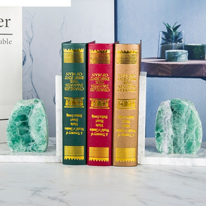 Natural Green Flourite Bookends Marble Fluorite Bookends stone Desk Desktop Student Bookshelf Bookend Desktop Book Storage