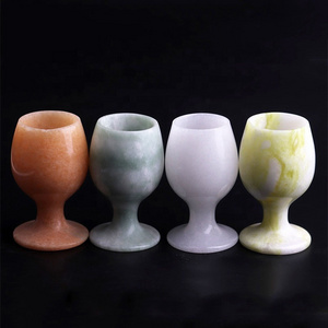 Natural Green Jade Cup Goblet Hand Carved 100% Genuine White Jades Stone Health Cup Jadeite Stones Wine Glass For Friend Gifts