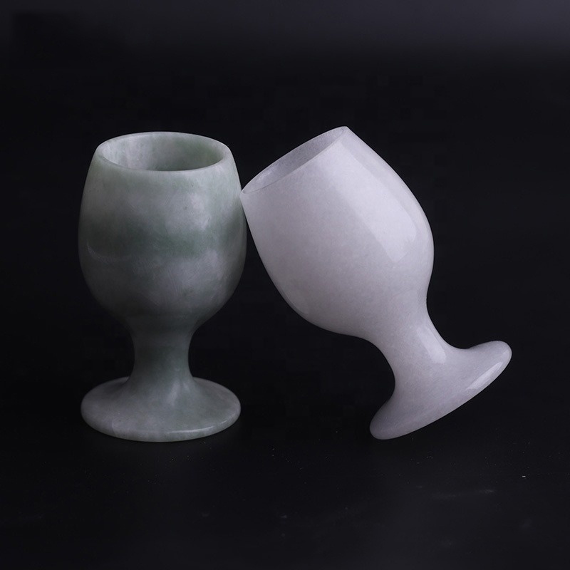 Natural Green Jade Cup Goblet Hand Carved 100% Genuine White Jades Stone Health Cup Jadeite Stones Wine Glass For Friend Gifts