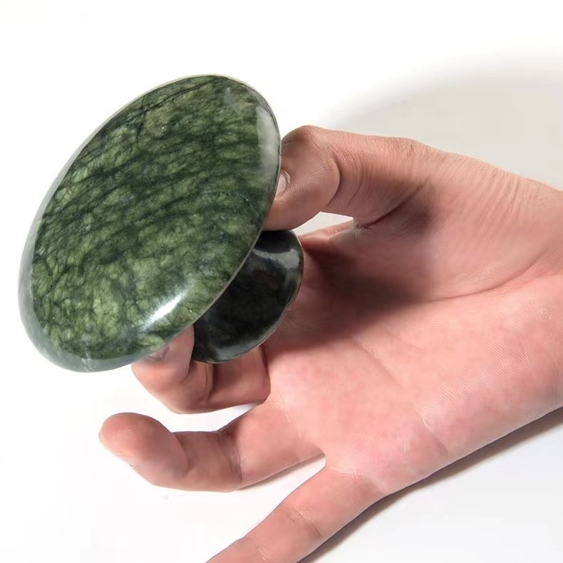 Large green jade Mushroom Stone Massage products Natural Jade Guasha Tool Stone Body Gua Sha cool hot Therapy Massager