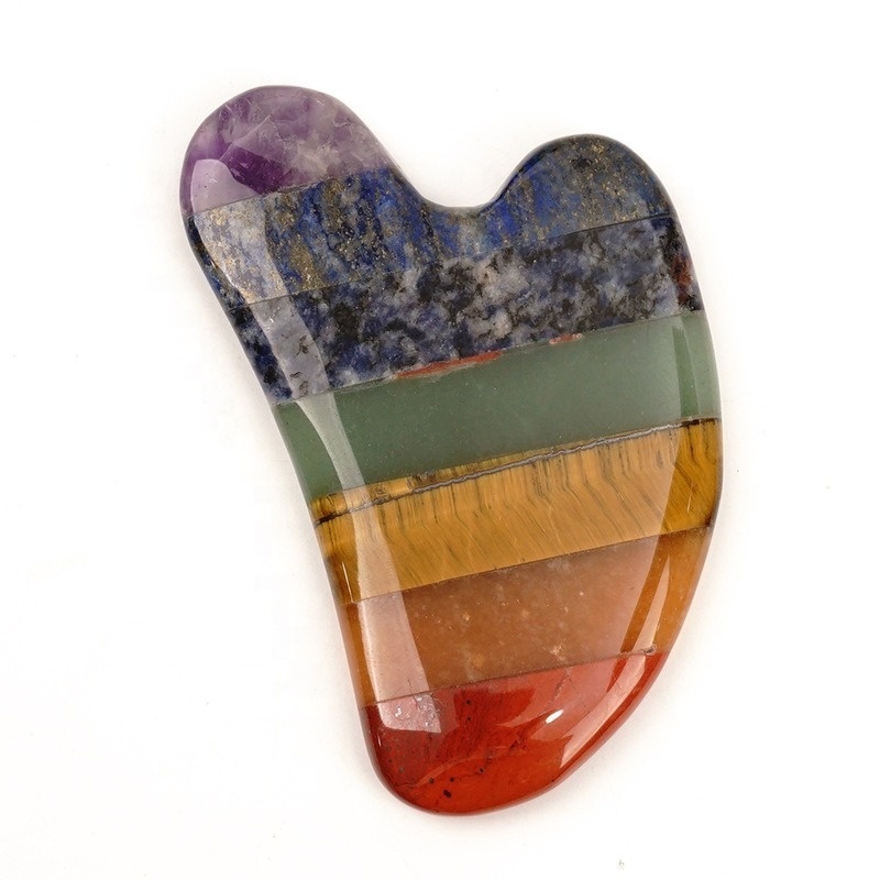 Mixed Gemstone Crystal Gua Sha Tool Face and Body Treatment Relieve Tensions Natural Stone Body and Facial Massage Tool