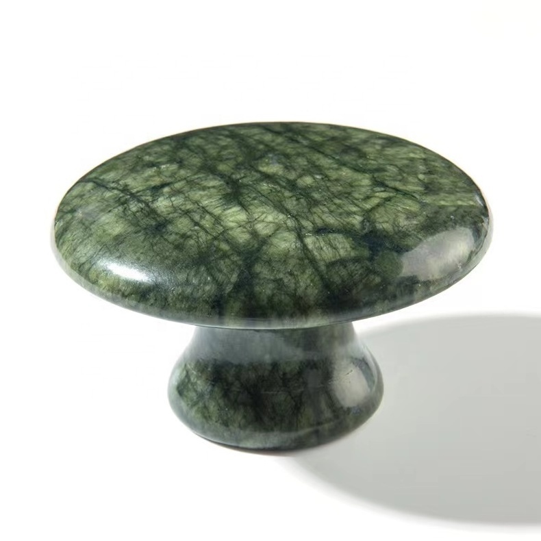 Large green jade Mushroom Stone Massage products Natural Jade Guasha Tool Stone Body Gua Sha cool hot Therapy Massager