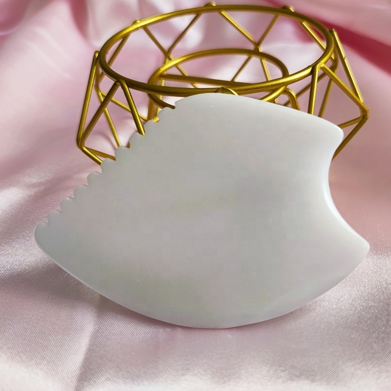 custom WHITE JADE SCULPTING FACE BODY GUA SHA TOOL White Jade Gua Sha Stone for Facial Massage with luxury gift box