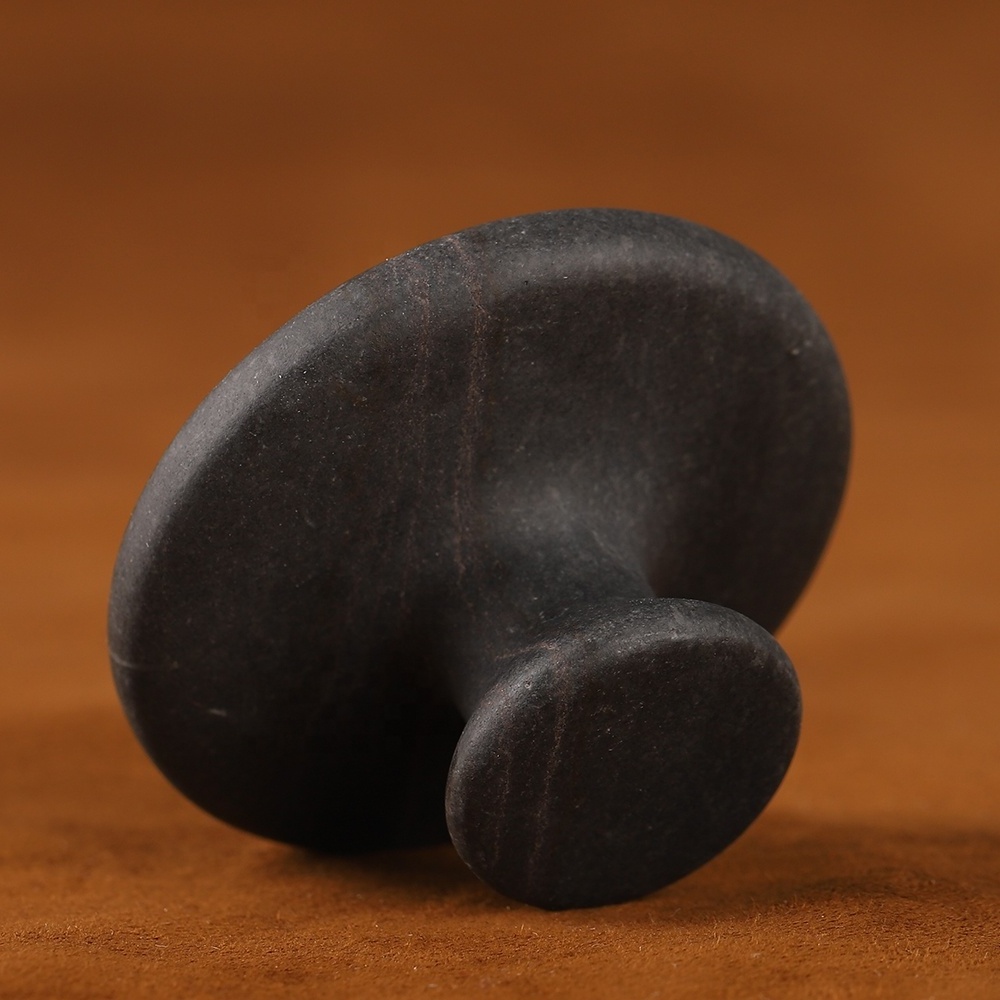 Black bian Hot Stones Mushroom Shaped Massage Stones gua sha tool Natural Lava Basalt Hot Rock Gua sha Tools healing stones