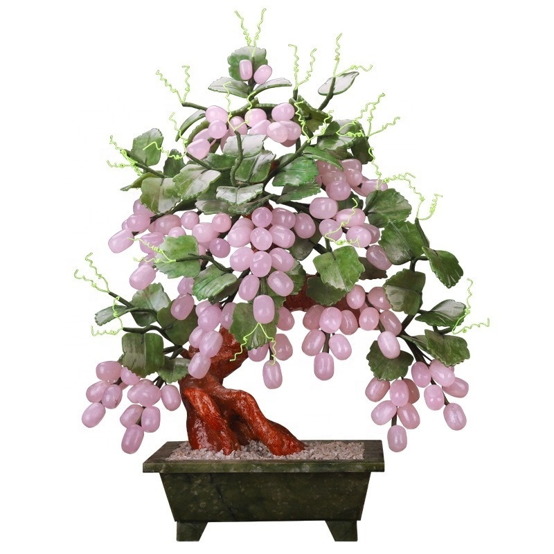 Crystal Tree Natural Jade Potted Grape Vine Jade Fortune Money Tree Home Decoration Feng Shui Handicraft Gifts Good Fortune