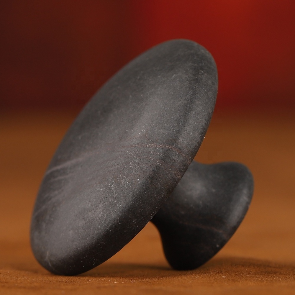 Black bian Hot Stones Mushroom Shaped Massage Stones gua sha tool Natural Lava Basalt Hot Rock Gua sha Tools healing stones