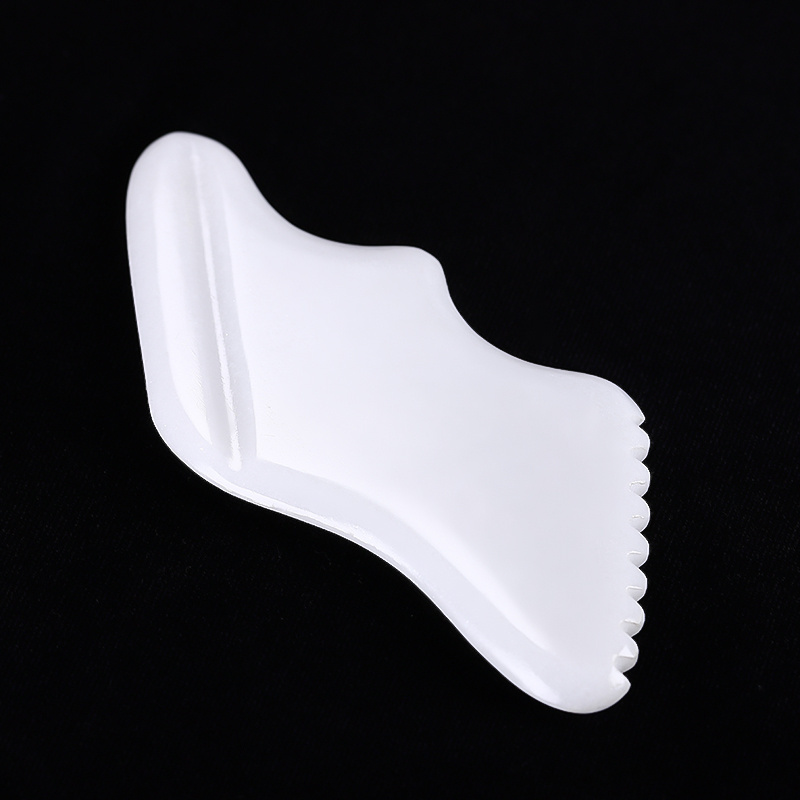 Guasha Jade White Jade Guasha Board Handheld Body Massager Facial Oil Absorbing Roller Massage Gua Sha Board